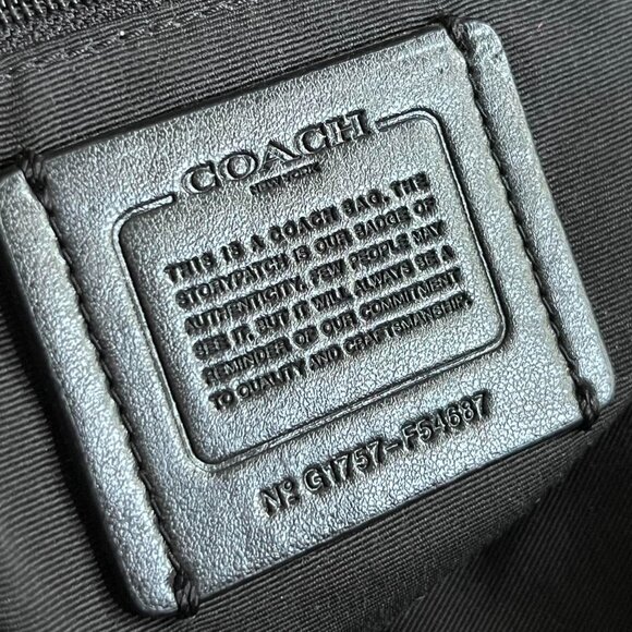 Like New Coach Pebbled Leather Tyler Tote Large Shoulder Bag F54687- Black - Picture 12 of 13